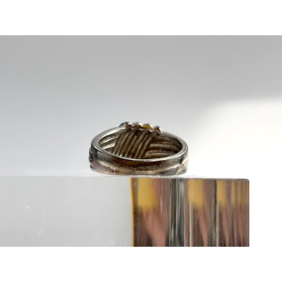 Ridged // Ribbed Modernist Minimalist Sterling Silver Vintage Ring - sz 7 - Picture 3 of 9